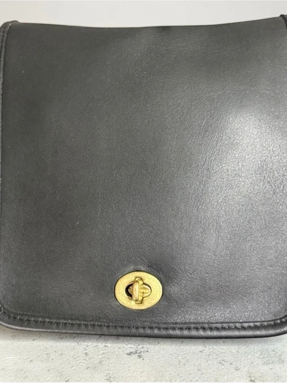 Coach VTG Black Leather Crossbody with Gold Turnlock